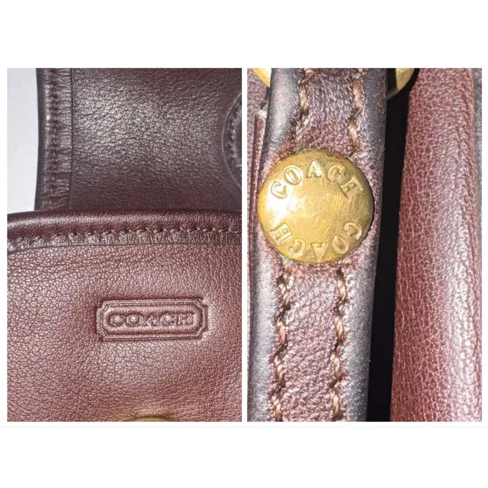 Coach Vintage Mahogany Leather Turnlock Wristlet Case Brown Brass